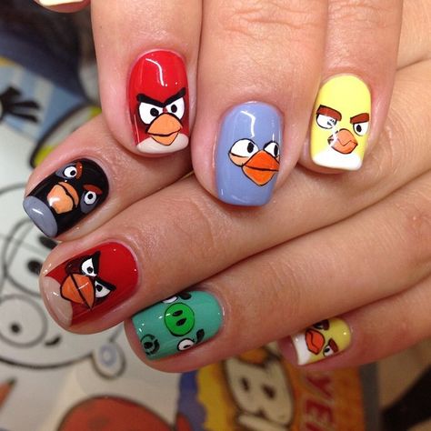 Angry Birds, Nail Designs, Nail Art, Birds, Jewelry Making, Nails, Beauty, Art, Nail Arts