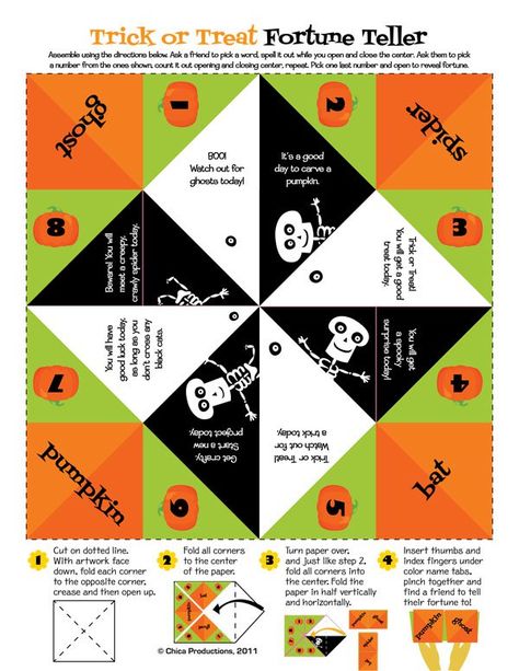 Quotes For Halloween Fortune Teller Halloween Fortune Teller Printable, Halloween Cootie Catcher Free Printable, Cootie Catcher Template, Halloween Fortune Teller, Fortune Teller Paper, Halloween Origami, Cootie Catcher, Diy Halloween Games, Fall Activity