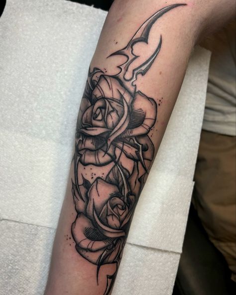 🥀🥀🗡️🗡️ . . Eternally grateful that this is my job🫶🙂‍↕️ . #closeuptattoo #tattooz #rosetattoo #sadgrltattoos Rose Tattoo, My Job, Close Up, Tattoos, Quick Saves