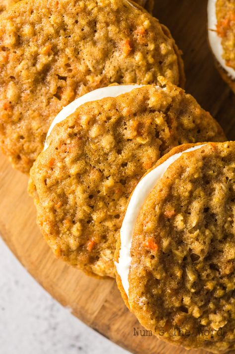 Carrot Cake Donuts Baked, Carrot Cake Whoopie Pies, Cake Whoopie Pies, Carrot Cake Sandwich Cookies, Moist Cake, Whoopie Pies, Thanksgiving Desserts, Moist Cakes, Sandwich Cookies