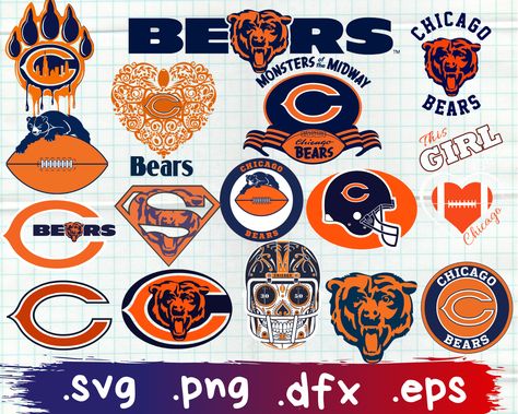 Chicago Bears Wedding Theme, Svg Decals, Chicago Bears Svg, Bears Chicago, Chicago Bears Logo, Bears Logo, Svg Fonts, Chicago Bears Football, Cricut Supplies