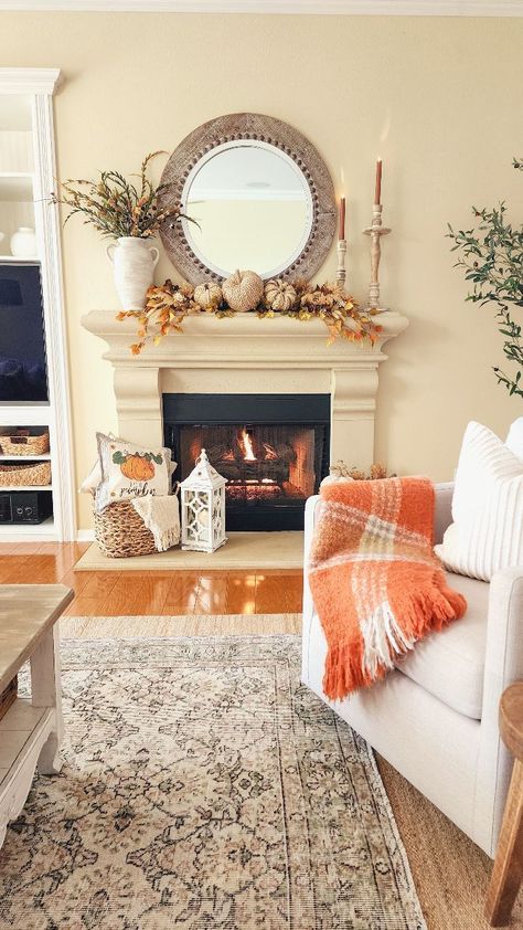 Sheila | Hello from the sunny room! The beautiful mornings are inspiring me to add a few faux flowers and greenery to my table spaces and vignettes!... | Instagram Traditional Fall Decor, Sunny Room, Fall Fireplace Decor, Fall Mantle Decor, Beach Theme Living Room, Fall Fireplace, Fireplace Mantle Decor, Luxury Bedroom Decor, Flowers And Greenery