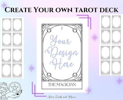 Tarot Card Back Design, Diy Tarot Cards How To Make, Tarot Template, Tarot Printable, Diy Tarot Cards, Deck Template, Diy Deck, Tarot Card Decks, Purple Design