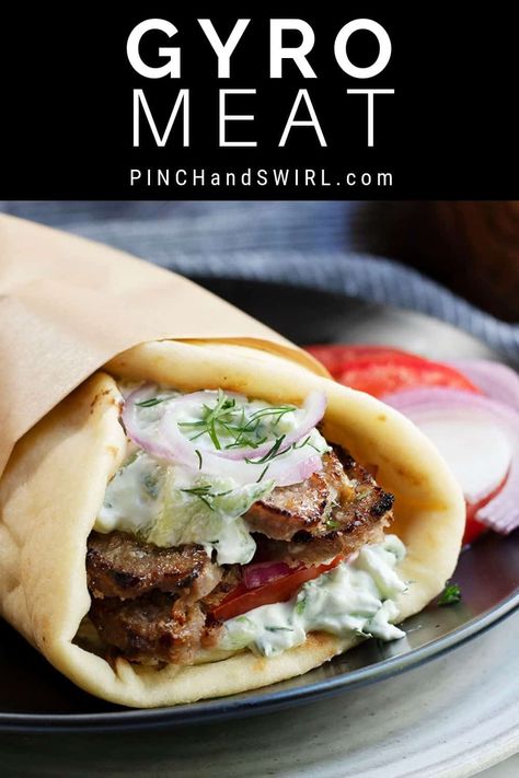 Authentic Gyro Meat Recipe, Gyro Recipe Beef, Homemade Gyro Meat, Lamb Gyro Recipe, Homemade Gyro, Gyro Meat Recipe, Greek Tzatziki Sauce, Greek Tzatziki, Lamb Gyros