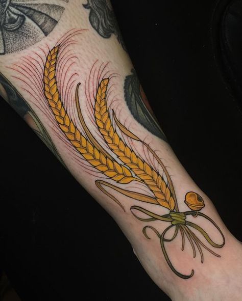 Wheat Tattoo, Gap Filler Tattoo, Inner Bicep Tattoo, Flower Tattoo Drawings, Elbow Tattoos, Bicep Tattoo, Sleeve Ideas, Mountain Tattoo, Sleeves Ideas