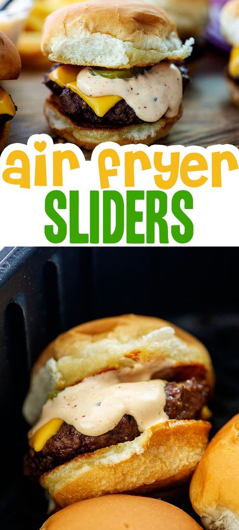 Air Fry Sliders, Cheeseburger Sliders Air Fryer, Sliders Recipes Hawaiian Rolls Air Fryer, Air Fryer Hawaiian Roll Sliders, Airfryer Sliders, Air Fryer Mini Burgers, Air Fryer Hamburger Sliders, Hamburger Sliders In Air Fryer, Air Fryer Slider Burgers