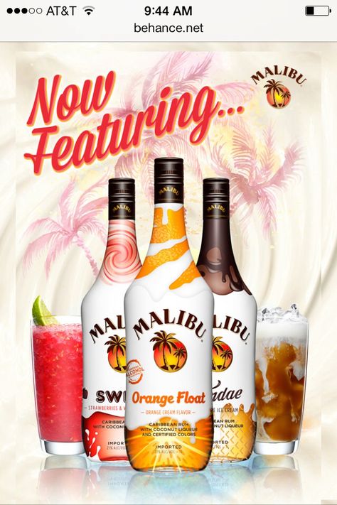 Orange Creamsicle drink! new malibu rum flavors Malibu Rum Flavors, Orange Creamsicle Drink, Orange Float, Cocktails With Malibu Rum, Creamsicle Drink, Cocktail Posters, Bbq Drinks, Coconut Liqueur, Malibu Drinks