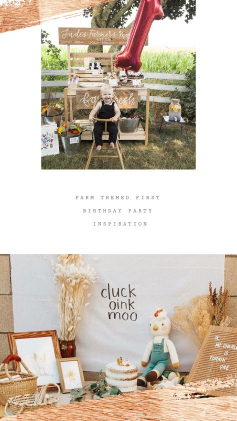 Farm Themed First Birthday - Lex What Wear Farm Party First Birthday, First Birthday Vintage Theme, Farmer First Birthday Party, Farm Baby Birthday Party, Modern Farm Birthday Party, Neutral Farm Birthday Party, Vintage Farm Birthday Party, Vintage First Birthday Boy, First Farm Birthday