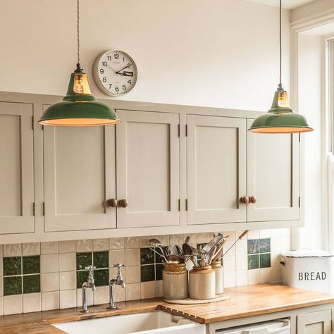 Are you interested in our coolicon light shade? With our coolicon pendant light you need look no further. Utility Room Lighting Ideas, 1930 Kitchen Remodel, Cottage Kitchen Lighting, 1930s Craftsman, Unfitted Kitchens, Utility Lighting, Victorian Terrace Kitchen, Enamel Pendant Light, Terrace Kitchen