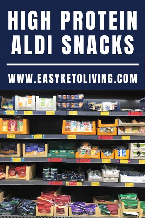 High Protein ALDI Snacks List – Best Quick low carb keto friendly snacks and high-protein food finds at budget ALDI supermarkets. High Protein Low Calorie Snacks Store Bought, Aldi Snacks, High Protein Low Calorie Snacks, High Protein Low Fat Snacks, Protein Snacks Low Carb, High Protein Snacks On The Go, Low Calorie High Protein Snacks, Cheap Snacks, Good Protein Snacks