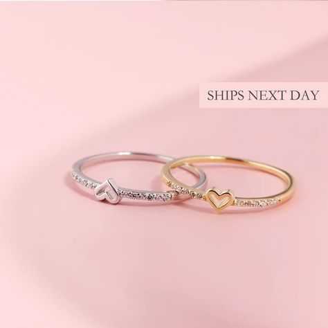 Dainty Promise Ring, Best Friend Rings, 2 Best Friends, Temple City, Friend Rings, Friendship Ring, Moon And Star Ring, Gold Heart Ring, Friendship Rings