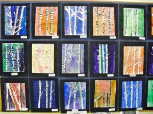 2nd grade birch trees - beautiful. Christmas Middle School, Grade School Art Projects, Art Projects For Elementary Students, Projects For Elementary Students, Art Projects For Elementary, Masking Tape Art, Got Art, Birch Tree Art, Middle School Art Projects