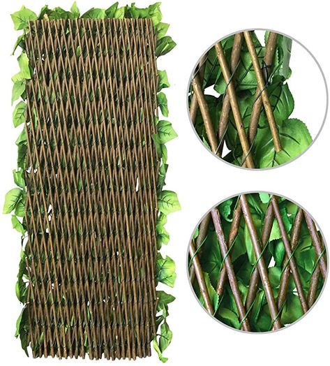 Faux Privacy Fence, Retractable Fence, Ivy Vine, Fencing Material, Garden Hacks, Willow Wood, California Garden, Metal Railings, Faux Leaf