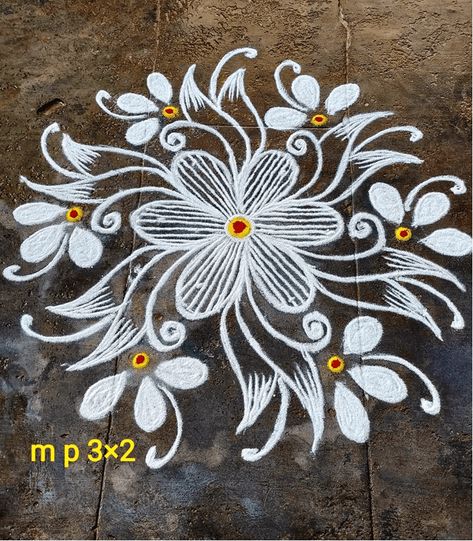 Simple Rangoli Kolam, Simple Art Designs, Easy Rangoli Designs Videos, Very Easy Rangoli Designs, Rangoli Designs Photos, Rangoli Designs Simple Diwali, Alpona Design, Rangoli Simple, Rangoli Side Designs