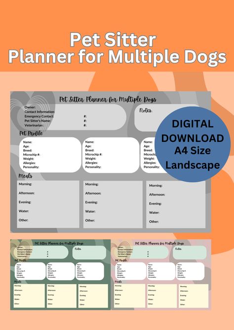 dog and cat planner fury pet food guide pet sitter schedule pet instruction animal parent pet emergency pet sitter download digital planner fur mom fur dad pet sitter checklist feeding instruction pet informations Pet Sitting Report Card, Pet Sitting Price List, Pet Sitting Forms, Pet Care Planner, Pet Health Record Printable Free, Multiple Dogs, Cat Sitter, Emergency Contact, Fur Mom