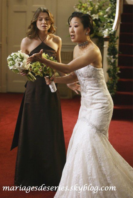 Cristina And Meredith, Meredith And Christina, James Pickens Jr, Movie Wedding Dresses, Grey Sloan Memorial Hospital, Chandra Wilson, Kevin Mckidd, Greys Anatomy Episodes, Wedding Day Quotes