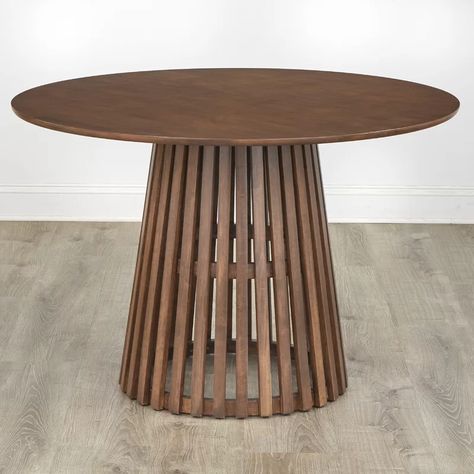 George Oliver Parisi 45'' Pedestal Dining Table & Reviews | Wayfair Wood Base Dining Table, Dining Table Brown, Pedestal Table Base, Table Ronde, Dining Table Black, Solid Wood Table, Pedestal Dining Table, Solid Wood Dining Table, Table Seating