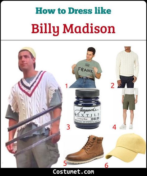 Billy Madison Costume for Cosplay & Halloween 2021 Billy Madison Costume, Easy Mens Halloween Costumes, Scottsdale Bachelorette Party, Yellow Baseball Cap, Green Cargo Shorts, Billy Madison, Themed Halloween Costumes, Red Textiles, The Wedding Singer