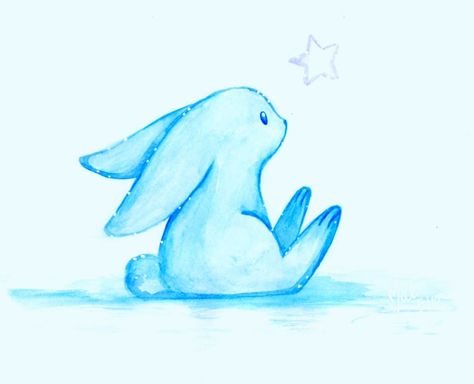 http://matmatou.deviantart.com/art/blue-rabbit-363287969 Blue Bunny Aesthetic, Rabbit Art For Kids, Rabbit Art Illustration, Art Craft Ideas, Rabbit Artwork, Korean Illustration, Art Rabbit, Rabbit Gif, Rabbit Wallpaper