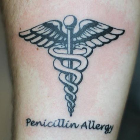 Penicillin allergy Allergy Tattoo, Tattoo Allergy, Penicillin Allergy, Medical Alert Tattoo, Medical Tattoo, Symbol Tattoo, Screen Savers Wallpapers, Symbol Tattoos, Symbolic Tattoos