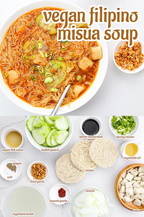 Misua Soup Filipino Food, Tofu Balls, Vegan Fish Sauce, Vegan Dishes Easy, Sauteed Tofu, Great Vegan Recipes, Vegan Asian Recipes, Vegan Fish, Soup Dish