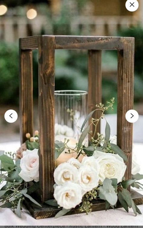 Wood Lantern Wedding, Wood Centerpieces Wedding, Lanterns With Flowers, Lantern Centerpiece Wedding, Wedding Wine Bottles, Yosemite Wedding, Barn Wedding Decorations, Wedding Lanterns, Wooden Lanterns