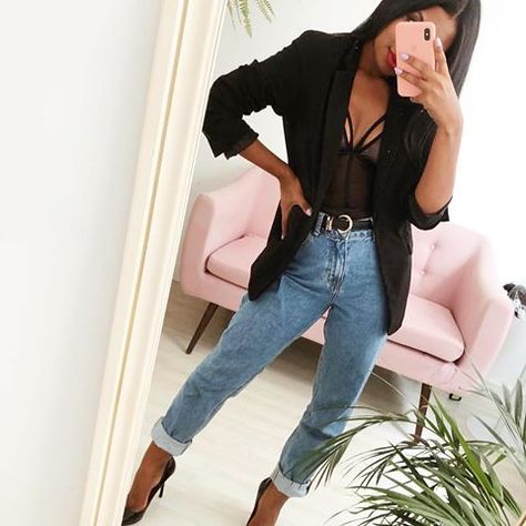 Look Jean, Fiesta Outfit, Causal Outfits, Lingerie Outfits, Night Out Outfit, Blazer Outfits, Work Outfits Women, Outfits Casuales, Edgy Fashion