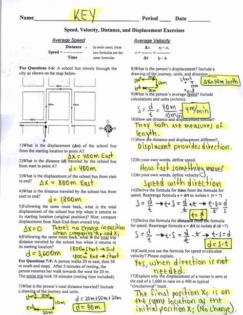 Determining Speed Velocity Worksheet Answers Beautiful Speed Velocity Practice Answers Ica – Chessmuseum Template Library Distance And Displacement, Note Inspiration, Physical Science Middle School, Scientific Notation Worksheet, Sped Math, Writing Linear Equations, Distance Formula, Physics Lessons, Graphing Worksheets