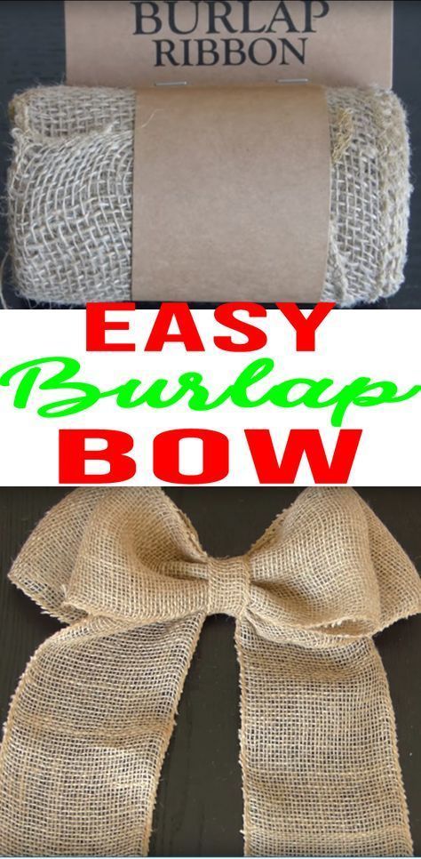 Make A Bow With Ribbon, Burlap Bow Tutorial, Burlap Crafts Diy, Bow With Ribbon, Burlap Ribbon Bow, Bow Making Tutorials, Easiest Burlap, Burlap Projects, Diy Burlap