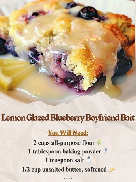 Blueberry Boyfriend Bait, Boyfriend Bait, Blueberry Cake, Lemon Recipes, Yummy Recipes, Sweet Tooth, Glaze, Lemon, Chef