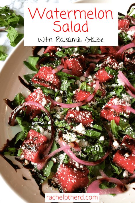 Watermelon Feta Salad Balsamic, Arugula Feta Salad, Watermelon Arugula Salad, Grilled Watermelon Salad, Watermelon Salad Recipes, Grilled Watermelon, Recipe For Summer, Feta Cheese Salad, Watermelon Feta Salad