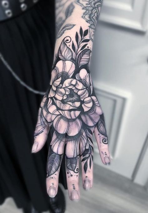 150 Hand Tattoos: Ideas and Meanings | Art and Design Hand Necklace Tattoo, Music Hand Tattoo, Moth Hand Tattoos For Women, Big Hand Tattoos For Women, Whole Hand Tattoos, Face Hand Tattoo, Full Hand Tattoos For Women, Moth Hand Tattoo, Full Hand Tattoos