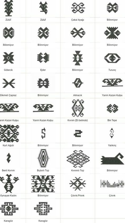 Turkish Symbols, Pattern Meaning, African Symbols, Native American Artwork, Turkish Pattern, Craft Logo, Kilim Pattern, Fashion Illustration Dresses, Bookshelves Diy