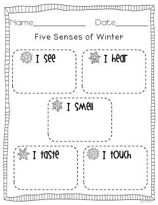 Kindergarten Writing Prompts, Miss Kindergarten, Winter Writing, Winter Activity, Winter Classroom, Winter Kindergarten, Christmas Kindergarten, Kindergarten Fun, Five Senses