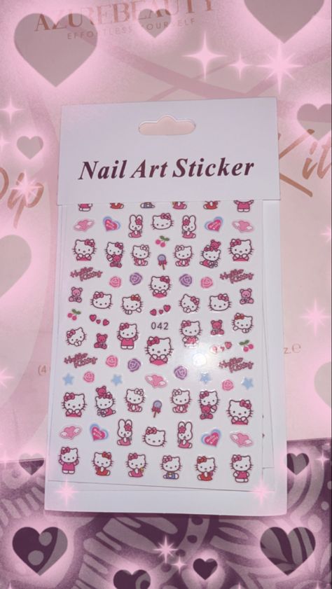 Hello Kitty Nail Decals, Hello Kitty Stickers, Nails With Hello Kitty Stickers, Hello Kitty Press Ons, Hello Kitty Sticker Nails, Hello Kitty Charms For Nails, Hello Kitty Nail Sticker Nails, Hello Kitty Nails Art, Hello Kitty Nails