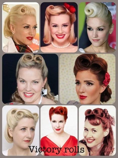 Victory Rolls Short Hair, Victory Roll Hair, Victory Roll, 1940s Clothing, Pin Up Curls, Short Textured Hair, 40s Hairstyles, 2024 Hairstyles, Pinup Hair