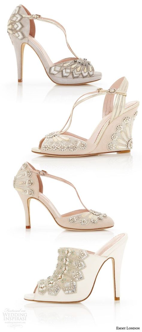 EMMY LONDON #bridal gorgeous #wedding #shoes art deco vintage embellished open toes high heel sandals pumps blush gray ivory kid suede wedding shoe types Wedding Shoes Open Toe, Wedding Dresses Vintage 20s, Bridal Shoes Vintage, Blush Wedding Shoes, Art Deco Wedding Dress, Deco Wedding Dress, Shoe Types, Wedding Shoes Vintage, Vintage Style Wedding Dresses