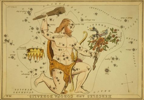 http://astrologyking.com/constellation-hercules/ Hercules Constellation, Astronomy Constellations, Constellation Art, Star Chart, Medieval Manuscript, Painting Edges, Hercules, Stretched Canvas Prints, Acrylic Prints