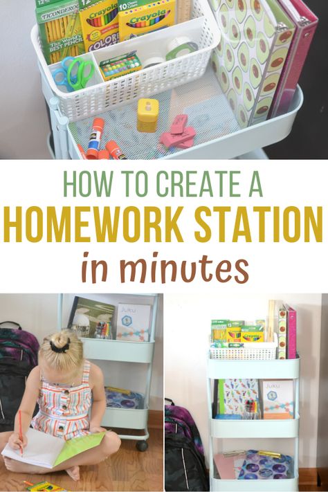 Kids Homework Space, Homework Station Diy, Homework Corner, Kids Homework Area, Classroom Supplies List, Kids Homework Station, Homework Space, Homework Area, School Guide