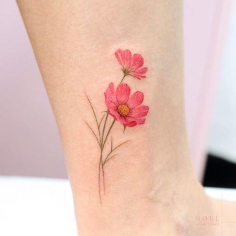 October Birth Flowers Cosmos 2 October Birth Flower Tattoo, Flowers Cosmos, Marigold Tattoo, Cosmos Tattoo, October Birth Flower, October Birth Flowers, Flower Tattoo Meanings, Rose Tattoos For Men, Bracelet Tattoo