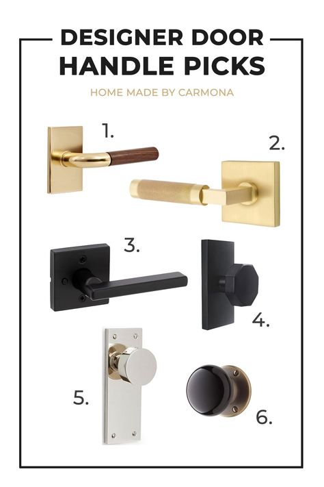 Don't overlook door handles in design! These top picks for modern door knobs, levers, and vintage-style door hardware will make a statement! | Home Made by Carmona Modern Door Knobs, Interior Door Hardware, Interior Door Knobs, Make A Door, Antique Door Knobs, Crystal Door Knobs, Front Door Handles, Antique Door, Modern Door