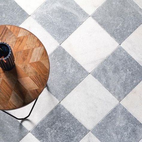 STAREL stones on Instagram: "Latest edition to our hugely popular checker tiles, Bluestone & White Marble tumbled checkerboard. Now available in stock for express delivery. Learn more on our website. #marble #floor #floortiles #floortilesdesign #flooring #flooringdesign #floorinspiration #tiledesign #marbleflooring #marbledesign #tileinspiration #interiorinspiration #interiortiles #tiledesigns #tileinstallation #marbleinterior" Marble And Limestone Checkerboard Floor, Checkerboard Floor Conservatory, Checked Floor Tiles, Gray And White Marble Checkered Floor, Gray Marble Bathroom Floor, Grey Marble Bathroom Floor, Marble Checkerboard Floor, Marble Checkered Floor, Checkered Tile Floor