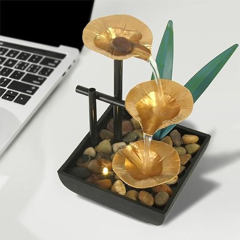 Amazon.com: Indoor Tabletop Water Fountain, 3 Tier Lotus Leaf Desktop Fountain with ON/Off Switch and Natural River Rocks, Zen Relaxation for Office Living Room Bedroom Décor (A) : Home & Kitchen Desktop Fountain, Homemade Water Fountains, Indoor Tabletop Water Fountain, Waterfall Decoration, Indoor Tabletop Fountains, Table Fountain, Waterfall House, Tabletop Water Fountain, Indoor Water Fountains