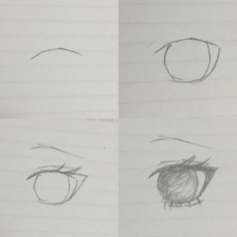 Step by step eye drawing Anime Eyes Step By Step, Eyes Step By Step, How To Draw Eyes, Simple Anime, Draw Eyes, Female Eyes, Drawings Simple, Anime Eyes, Eye Drawing