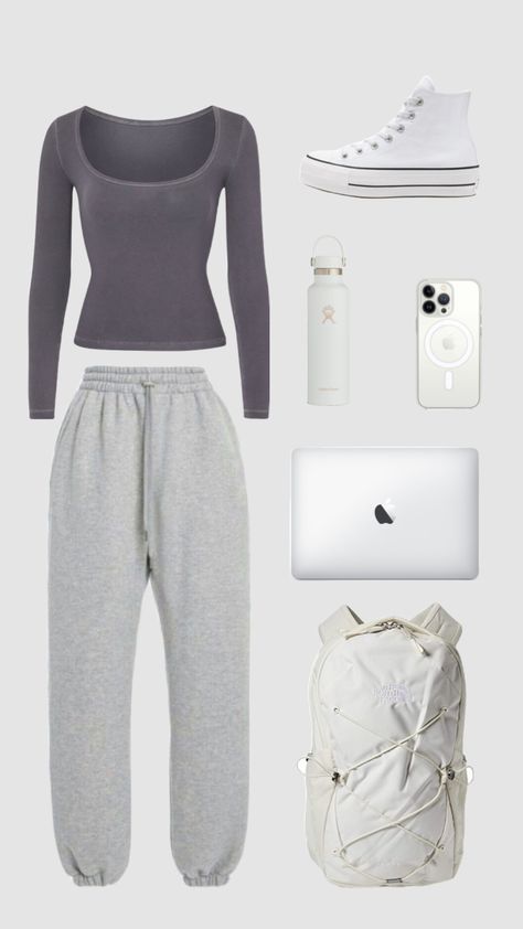 Cute Comfy Study Outfit, Pretty Comfy Outfits, Cute Cozy Outfits For School, Cozy Outfit Ideas For School, Cozy Outfits For School, Nail Ideas For School, Cute Outfits For School Comfy, Outfits For School Comfy, Cute Comfortable Outfits