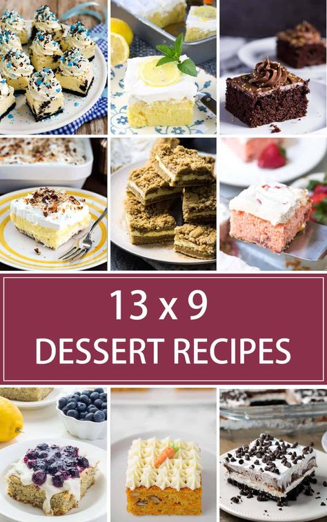 Whether you are hosting a gathering at home or heading out to a potluck with friends, you're sure to find some inspiration in this collection of 20 delicious 13 x 9 Dessert Recipes for a Crowd. #13x9 #dessertrecipes #desserts #dessertsforacrowd #potluckrecipes Easy Cheap Desserts, Different Desserts, Cheap Desserts, Puff Dessert, Food Deserts, Best Christmas Desserts, Easy Holiday Desserts, Potluck Desserts, Christmas Desserts Easy