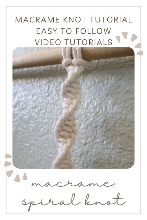 How To Do A Spiral Knot Macrame, Half Square Knot Macrame, Half Square Knot Tutorial, Macrame Spiral Knots Step By Step, Half Knot Macrame, Spiral Knot Tutorial, Beginner Macrame Knots, How To Macrame Knots, Spiral Macrame Knots