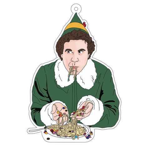 Buddy The Elf Cartoon, Buddy The Elf Spaghetti, Spaghetti Breakfast, Elf Spaghetti, Buddy Elf, Window Paint, Christmas Drawings, Elf Decorations, Classic Christmas Movies