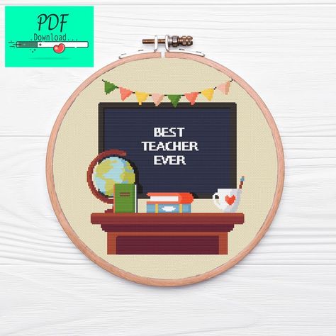 Best Teacher Ever Cross stitch Pattern // Easy Counted Cross Stitch Pattern // PDF Printable Pattern // Instant Download // Gift for Teachers // Teacher's Day
Details:
➳ Fabric: 14 Count Aida
➳ Floss: DMC
➳ 23 DMC colors
➳ 8,9 x 9,9 inches (22,5 x 25 cm) for 14-count fabric
➳ 124x138 stitches Teacher Cross Stitch Patterns, Teacher Cross Stitch, Cross Stitch Pattern Easy, Best Teacher Ever, Printable Patterns, Best Teacher, Counted Cross Stitch, Cross Stitch Pattern, Instant Download Etsy