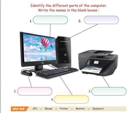 Parts of Computer - Interactive worksheet Computer Worksheet, Computer Activities For Kids, Computer Teacher, Teaching Computers, Computer Lessons, Basic Computer, Computer Class, Computer Basic, Computer Knowledge